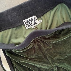 Pam&Gela forest green velvet track pant size S!